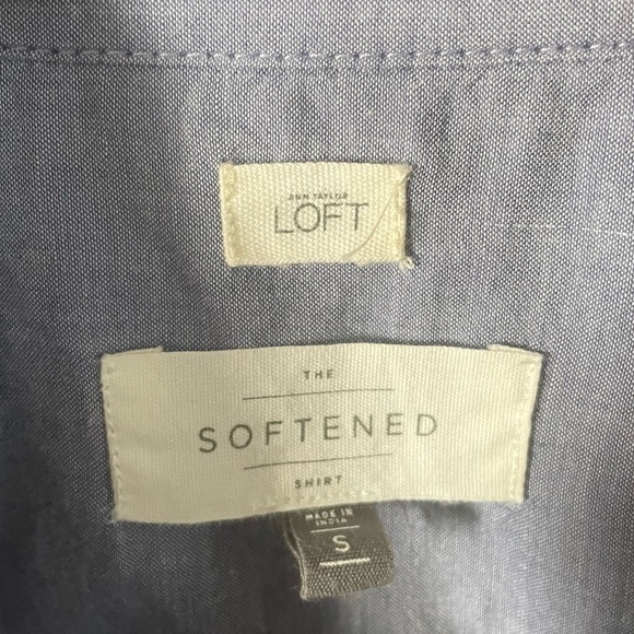 Ann Taylor Loft The Softened Shirt Blue Chambray Eyelet Pullover Sz Small - Picture 4 of 5